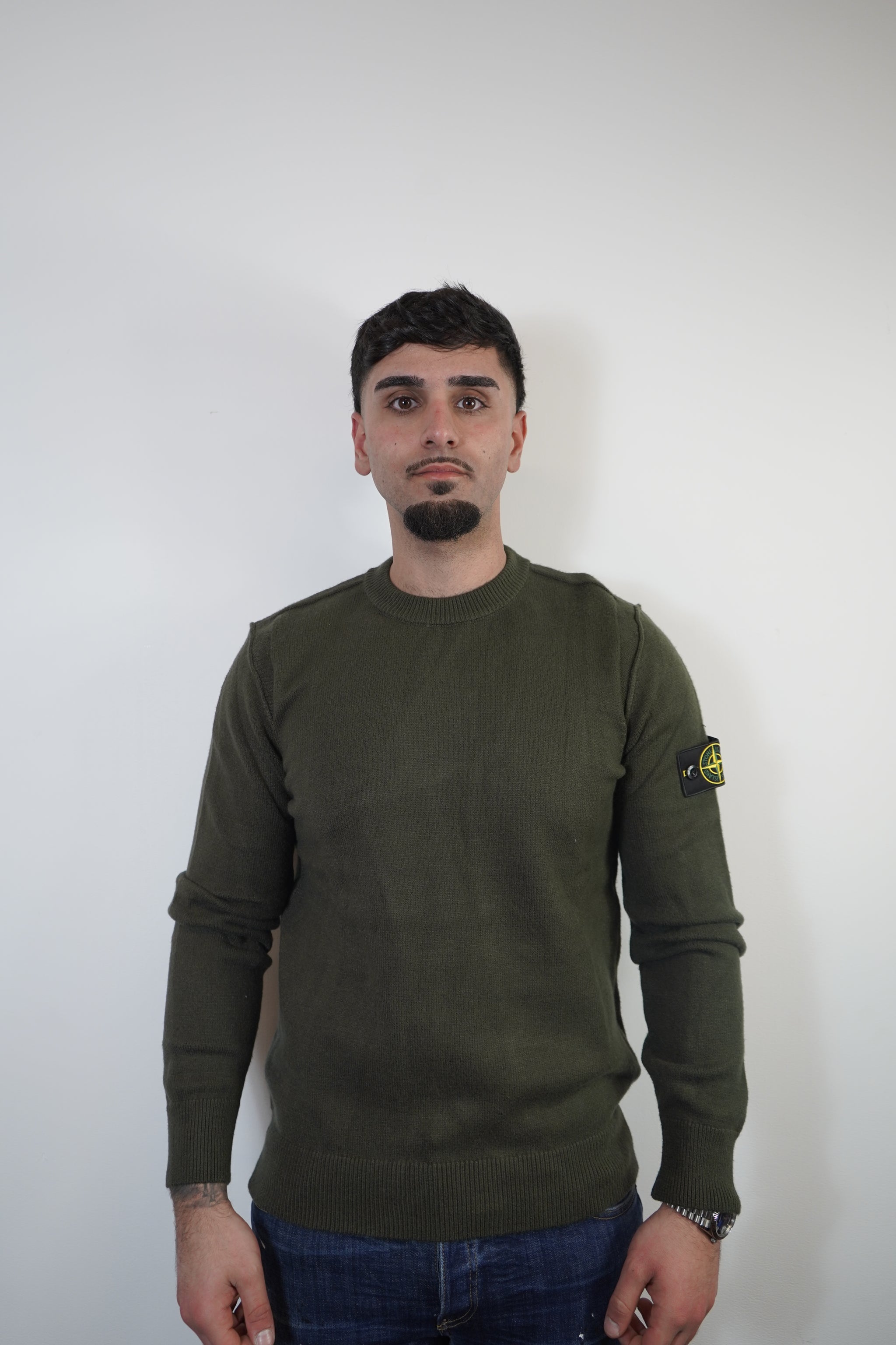 SWEATER STONE ISLAND GROEN WOL