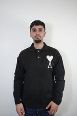 SWEATER AMI PARIS ZWART (KNOOP)