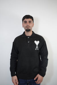 SWEATER AMI PARIS ZWART (KNOOP)