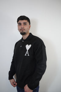 SWEATER AMI PARIS ZWART (KNOOP)