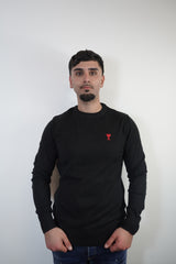 AMI SWEATER WOL GEBREID ZWART (fijngebreid)
