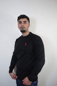 AMI SWEATER WOL GEBREID ZWART (fijngebreid)