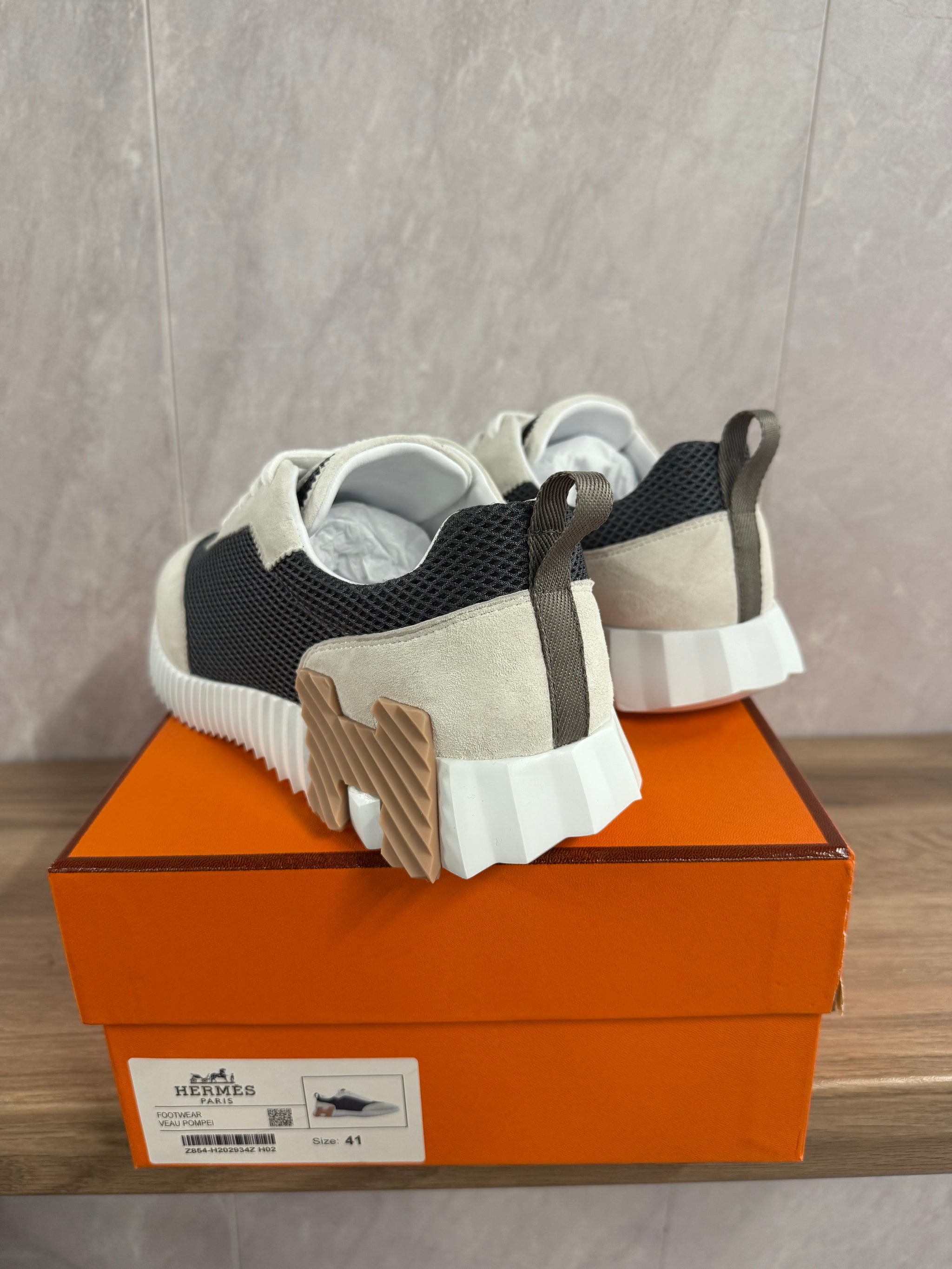 Hermes Bouncing Sneakers Beige Blauw