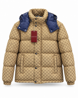 GUCCI GG CANVAS DOWN JACKET BEIGE (MET AFNEEMBARE MOUWEN)