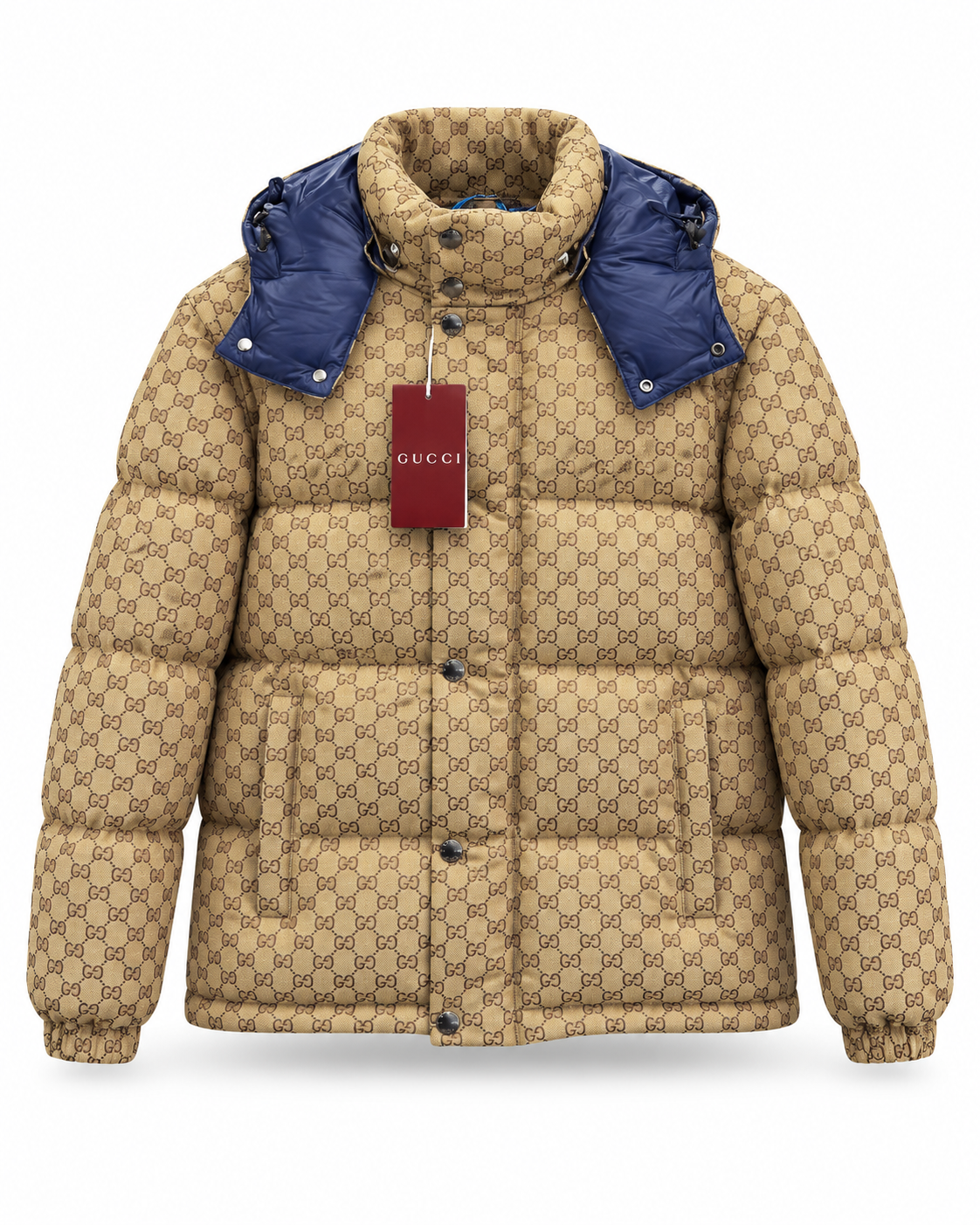 GUCCI GG CANVAS DOWN JACKET BEIGE (MET AFNEEMBARE MOUWEN)