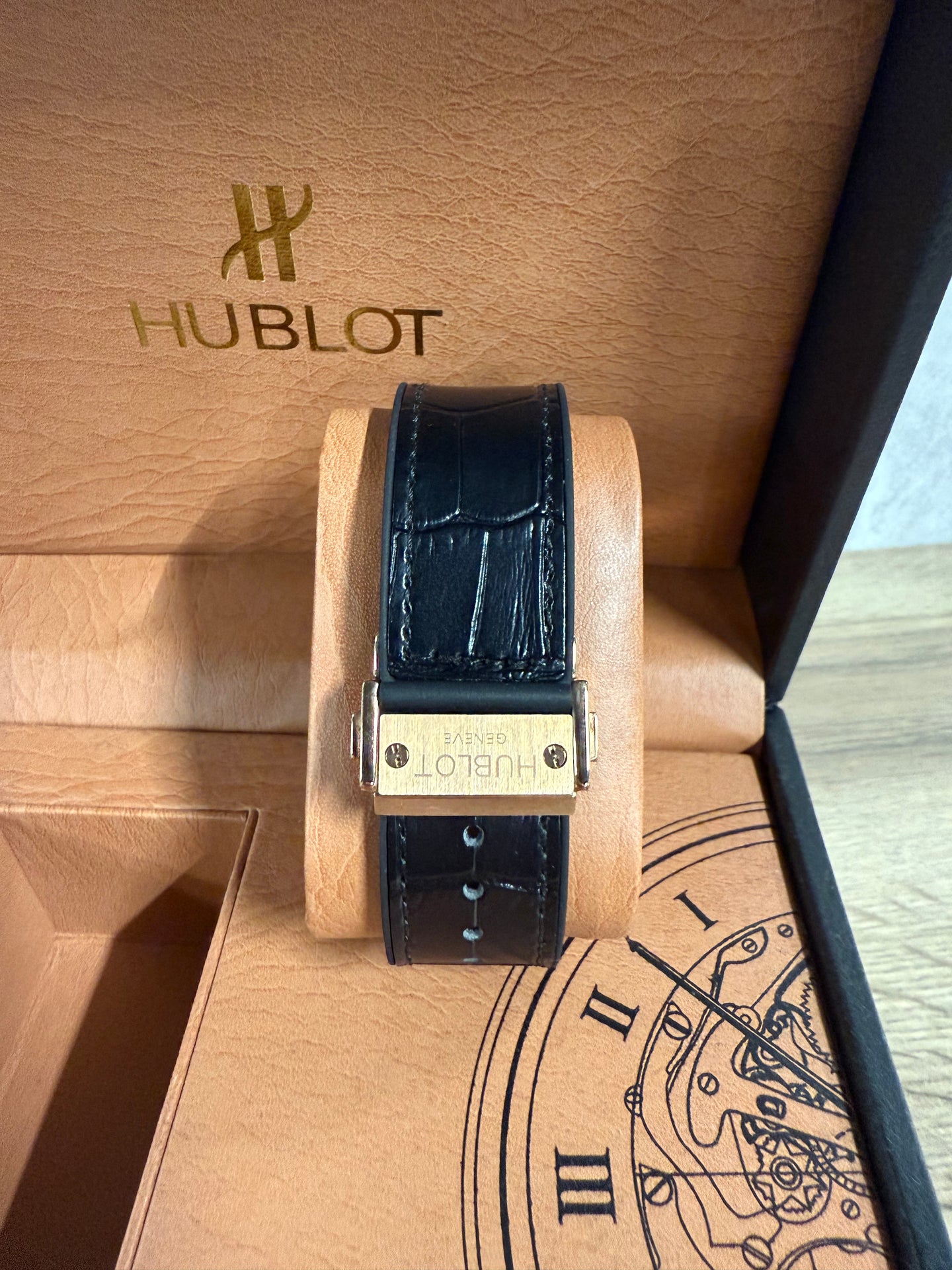 Hublot Slang Leer Zwart / Goud (AUTOMAAT)