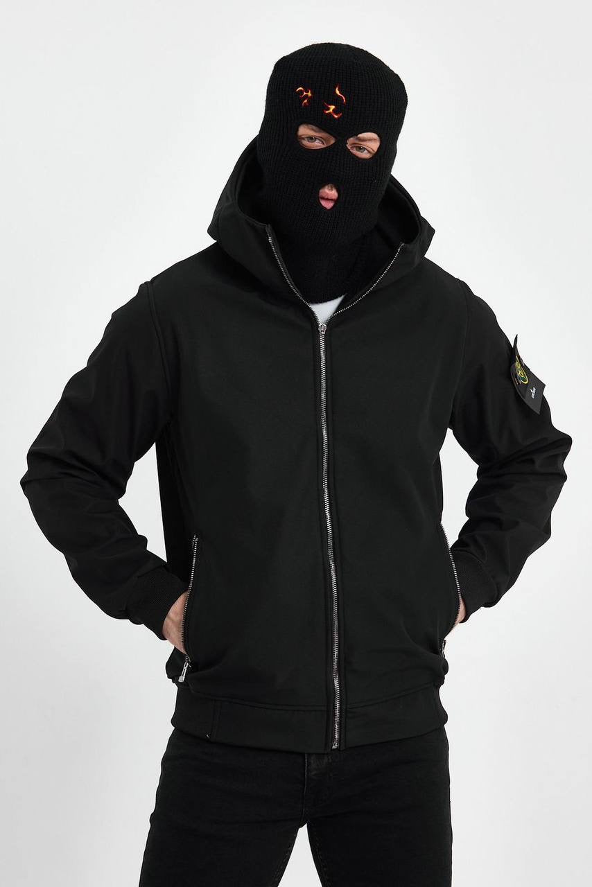 STONE ISLAND SOFTSHELL JACKET ZWART (INC GHOST LOGO)