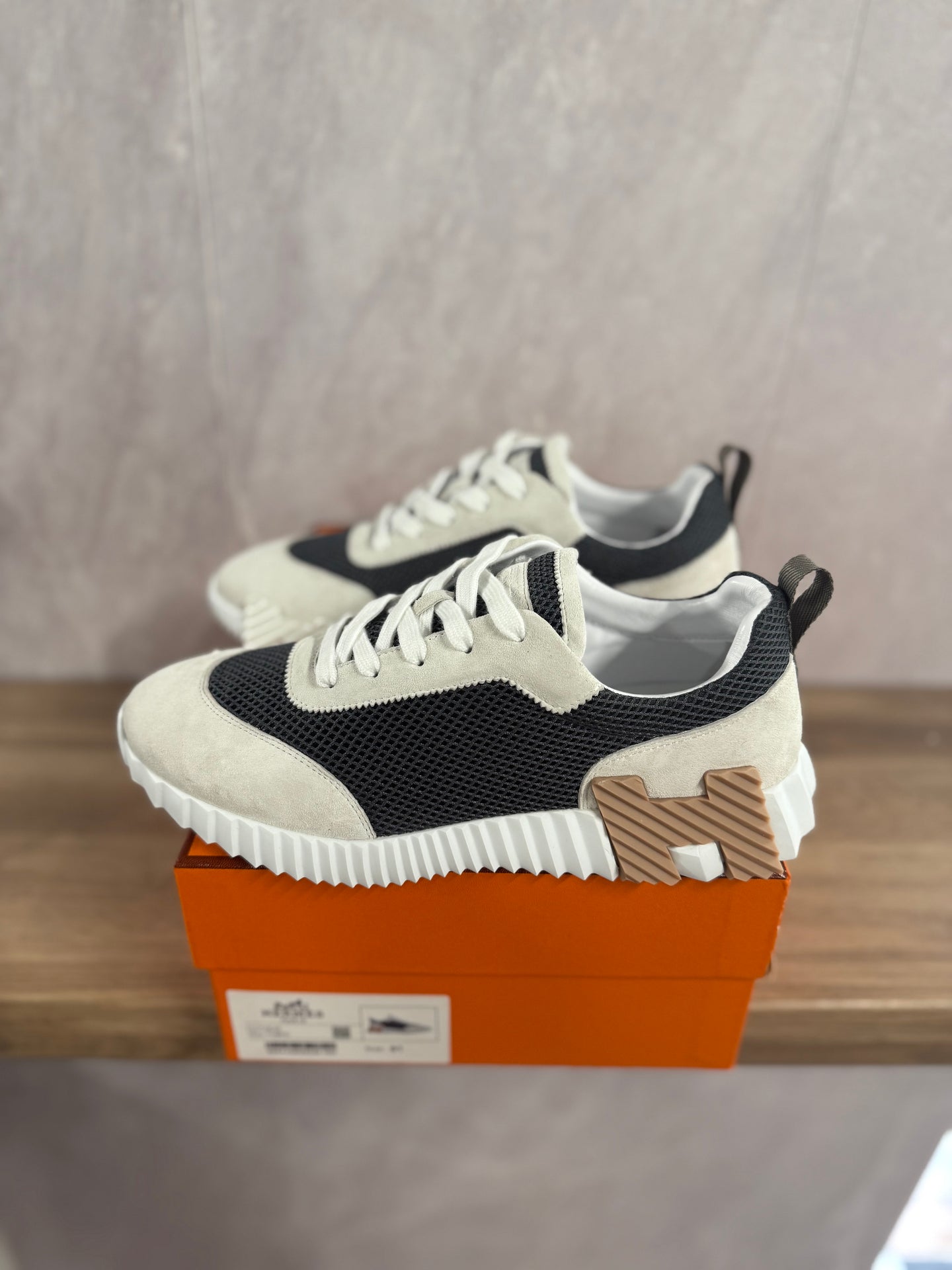 Hermes Bouncing Sneakers Beige Blauw