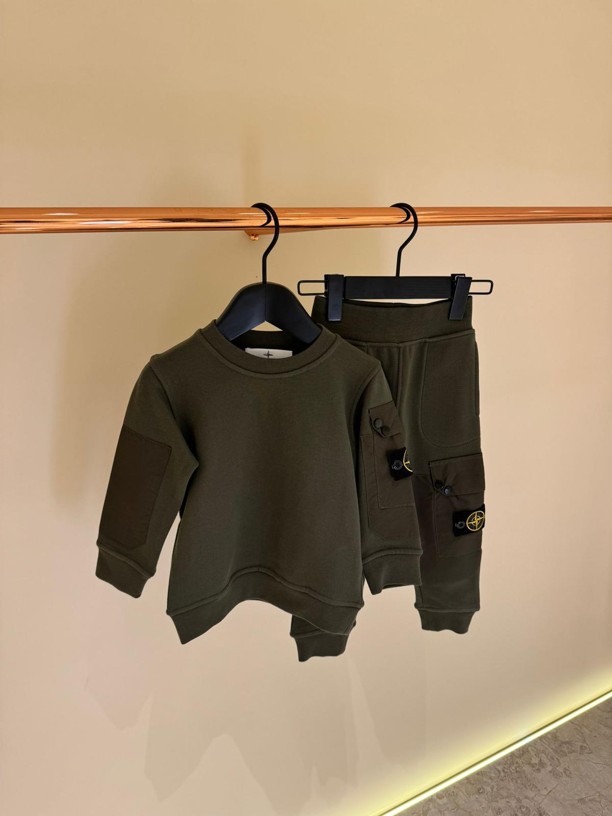 KIDS Trainingspak Stone Basic+Zak Khaki