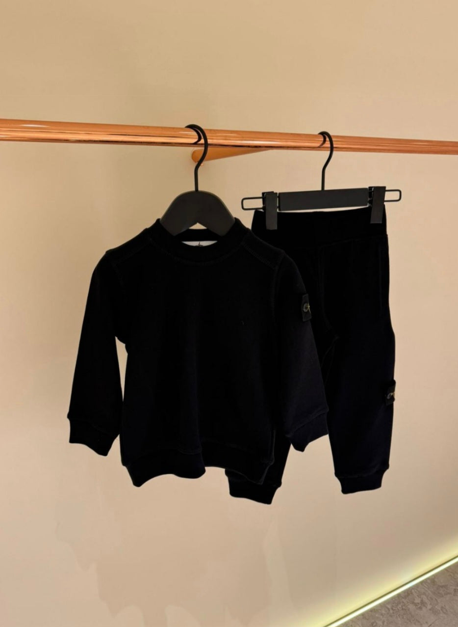 KIDS Trainingspak stone Island Basic Zwart