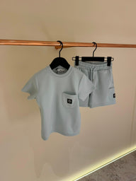 KIDS Zomerset Stone Island logo zakje borst Licht Blauw