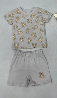NEWBORN Set Burberry Kleine Beertjes Grijs