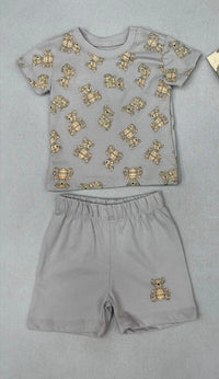 NEWBORN Set Burberry Kleine Beertjes Grijs