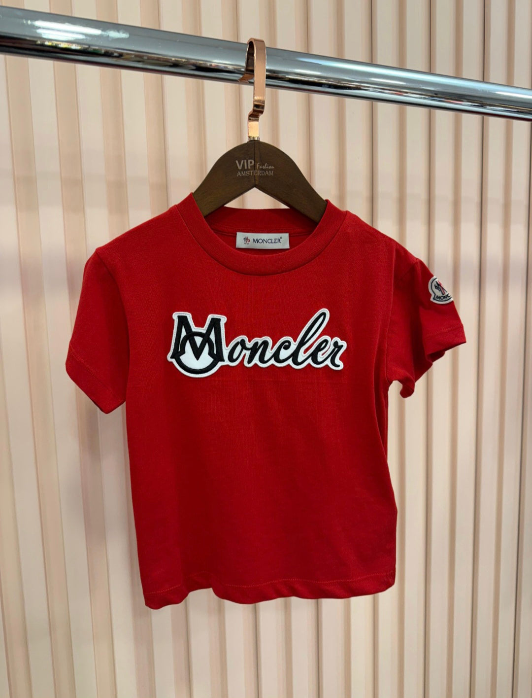KIDS T-SHIRT MONCLER BORDUUR ROOD