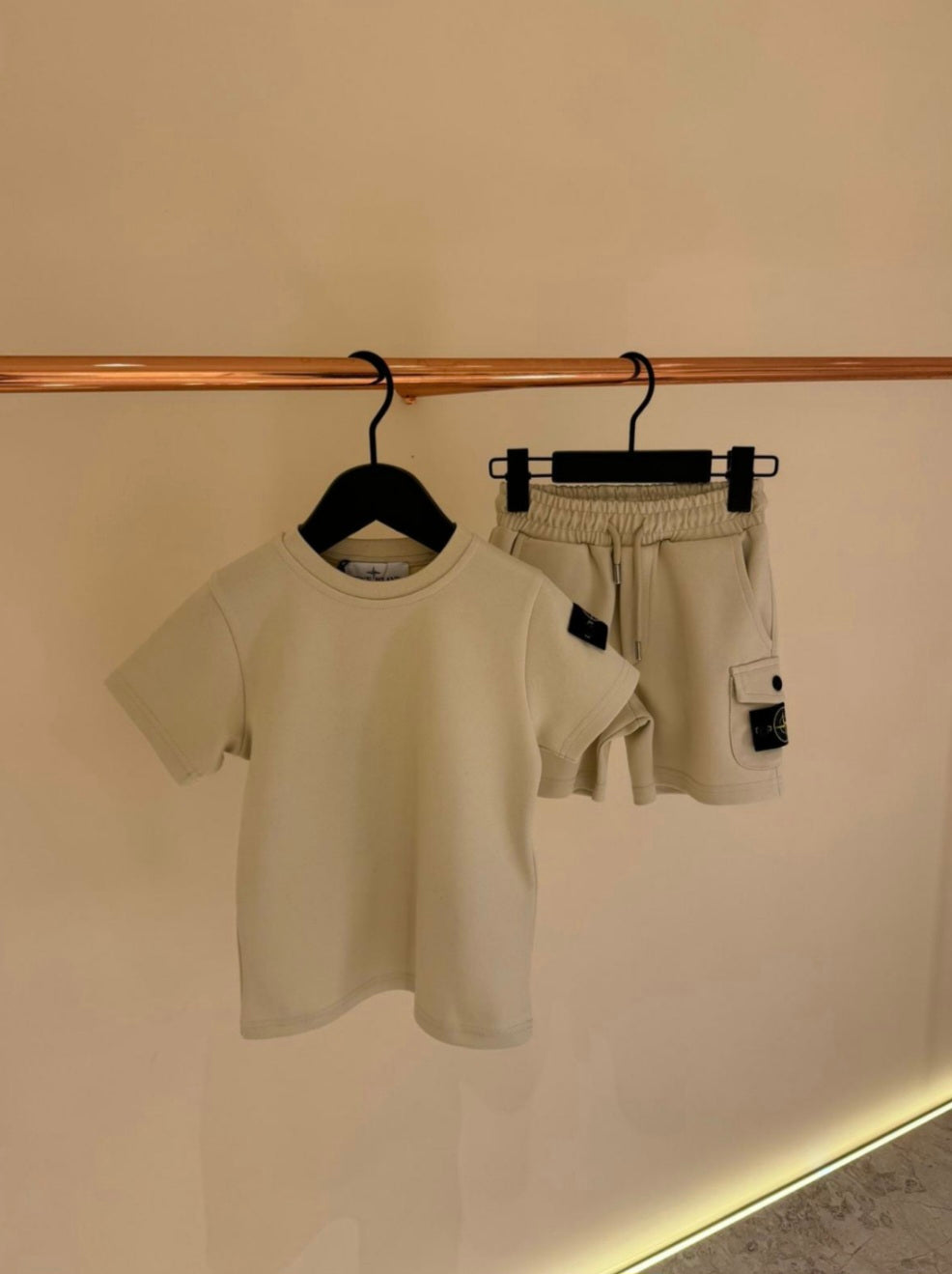ZOMERSET Kids Stone Island Logo Arm Beige