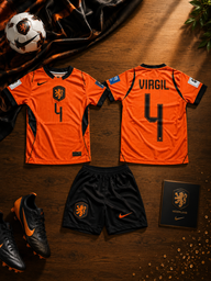 KIDS WK TENUE ORANJE NEDERLAND VIRGIL VAN DIJK