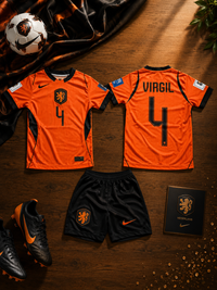 KIDS WK TENUE ORANJE NEDERLAND VIRGIL VAN DIJK