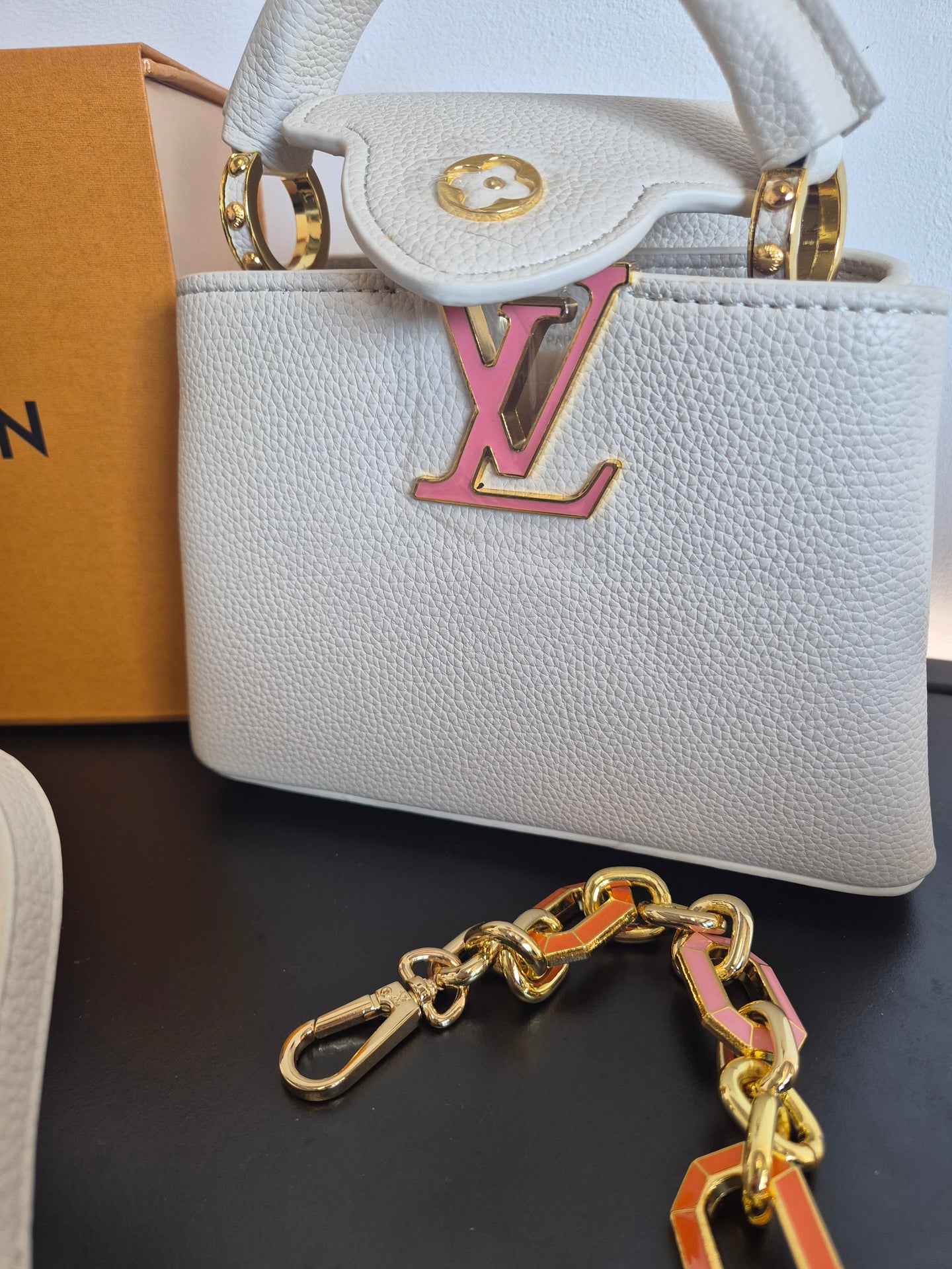 DAMES TASSEN LV WHITE/PINK MINI BAG