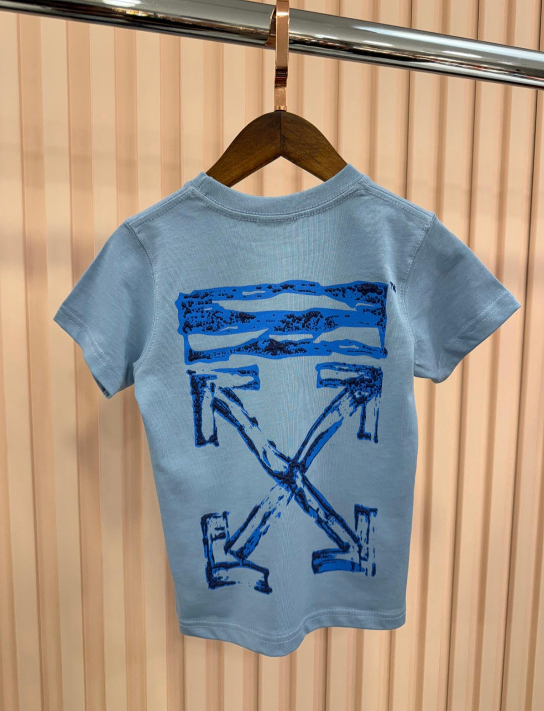 KIDS T-SHIRT BASIC OFF-WHITE BLAUW