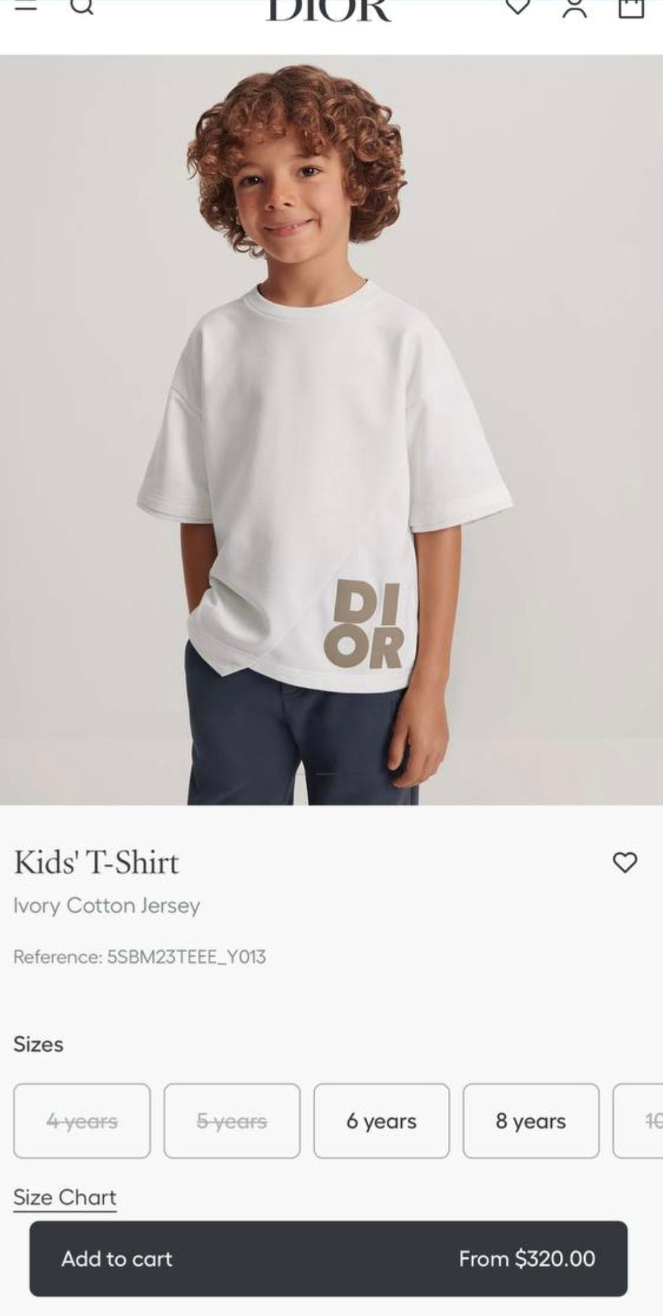 KIDS T-Shirt Dior Wit