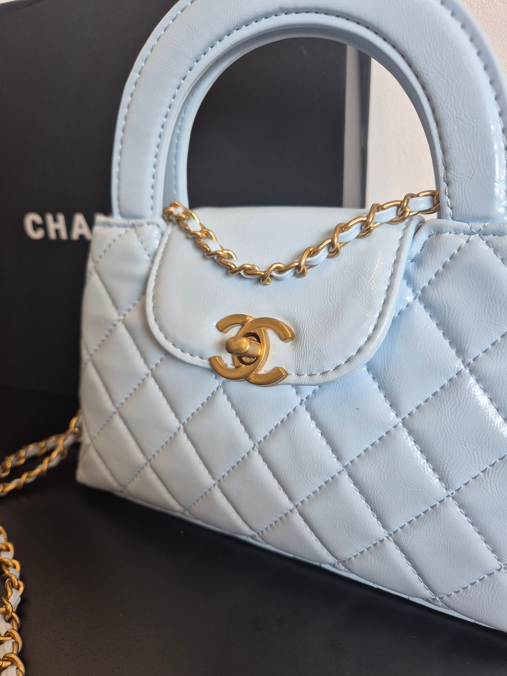 DAMES TASSEN MINI BAG CHANEL LICHTBLAUW