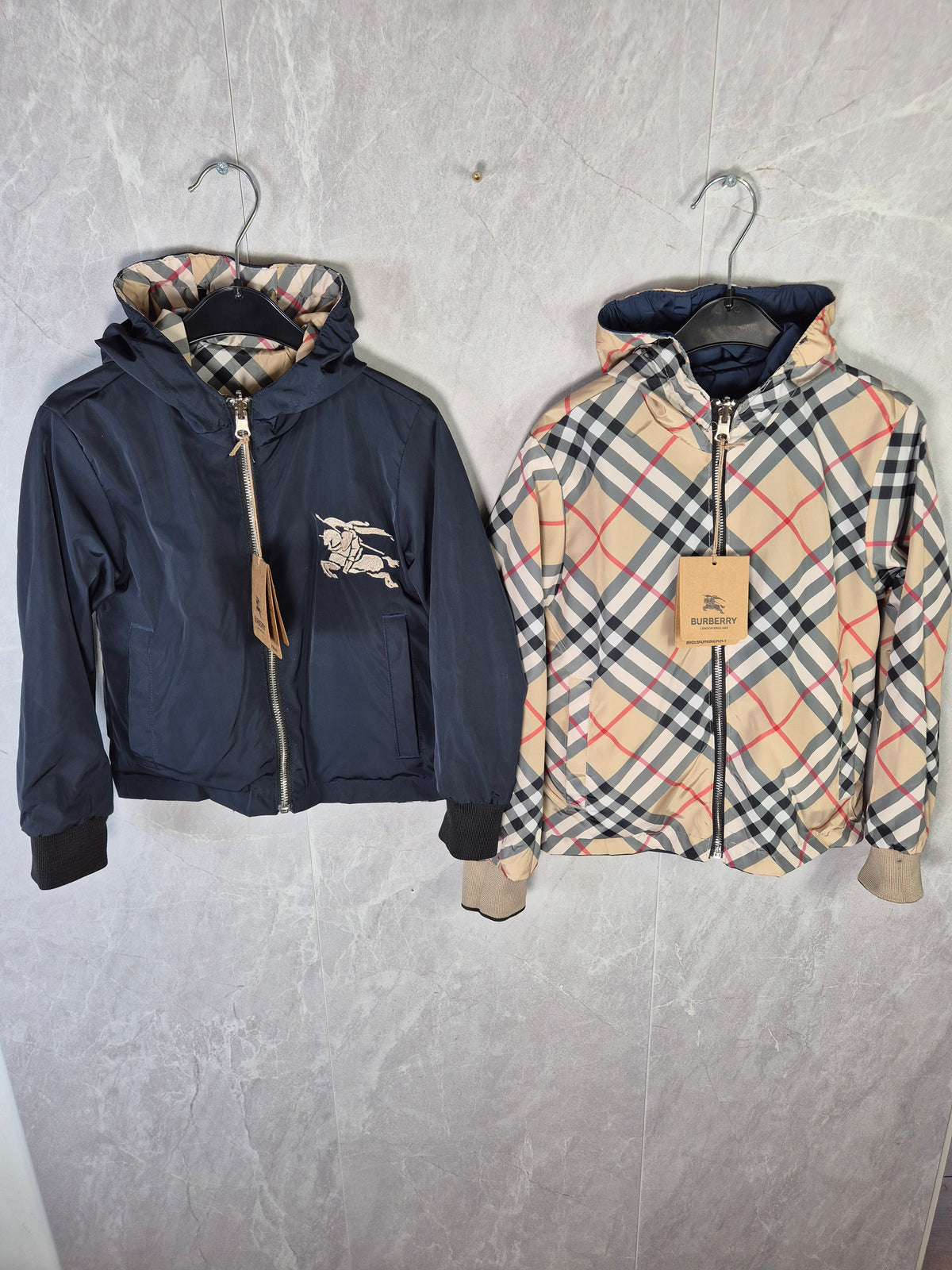 KIDS JASSEN BURBERRY DUBBELZIJDIG DONKERBLAUW (tussenjas)