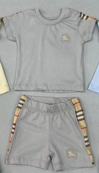 NEWBORN Set Burberry Logo Borst Grijs