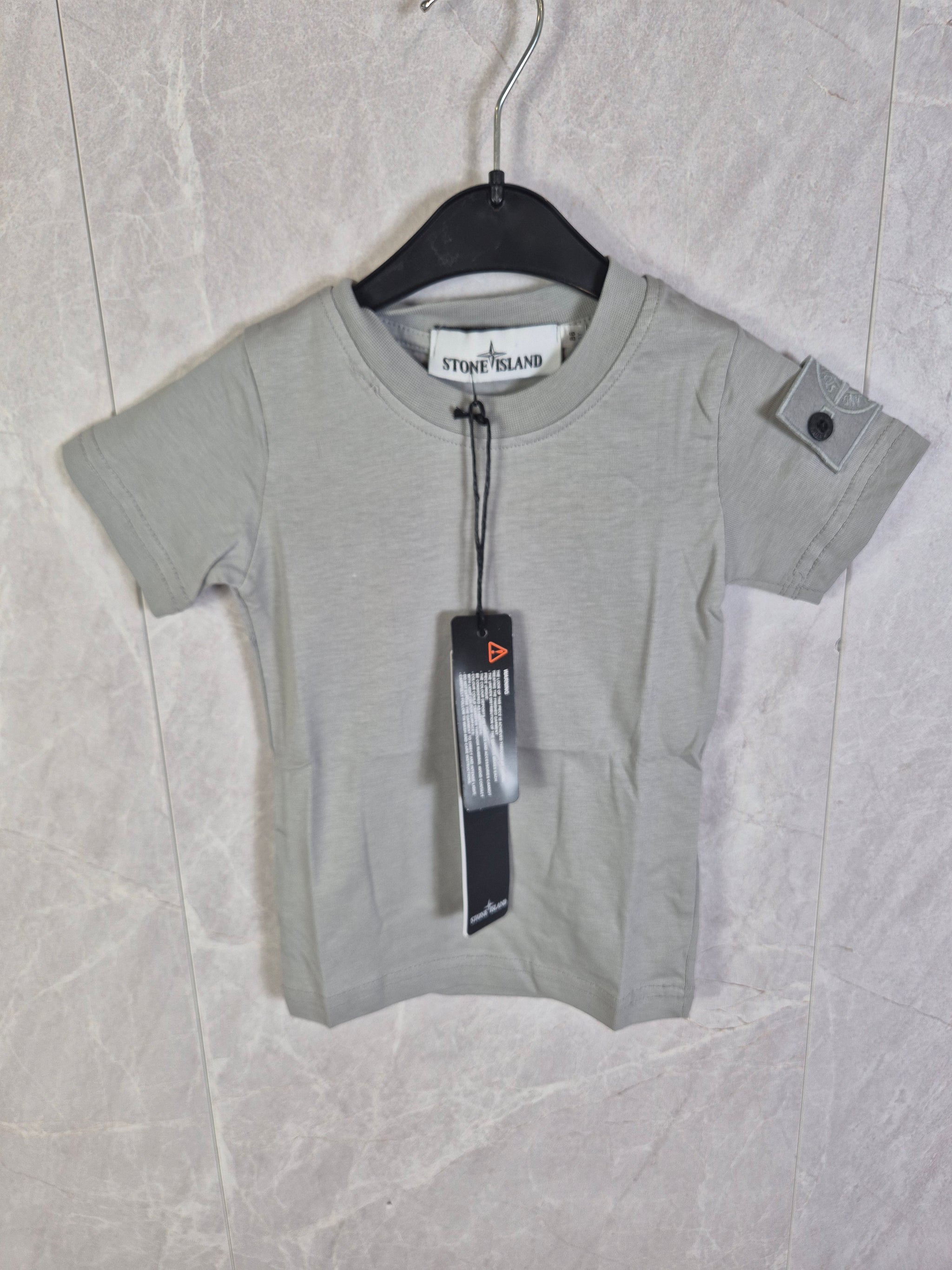 KIDS T-SHIRT STONE ISLAND GRIJZE BADGE