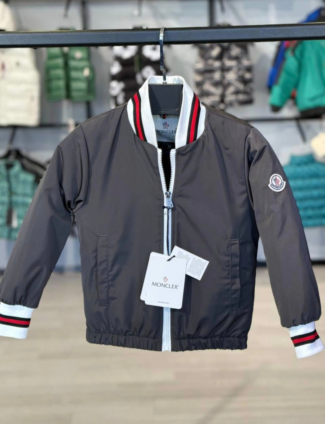 KIDS ZOMERJASSEN MONCLER BOMBERJACK GRIJS