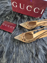 DAMES SCHOENEN Gucci Horsebit Slingback Pumps Diamonds