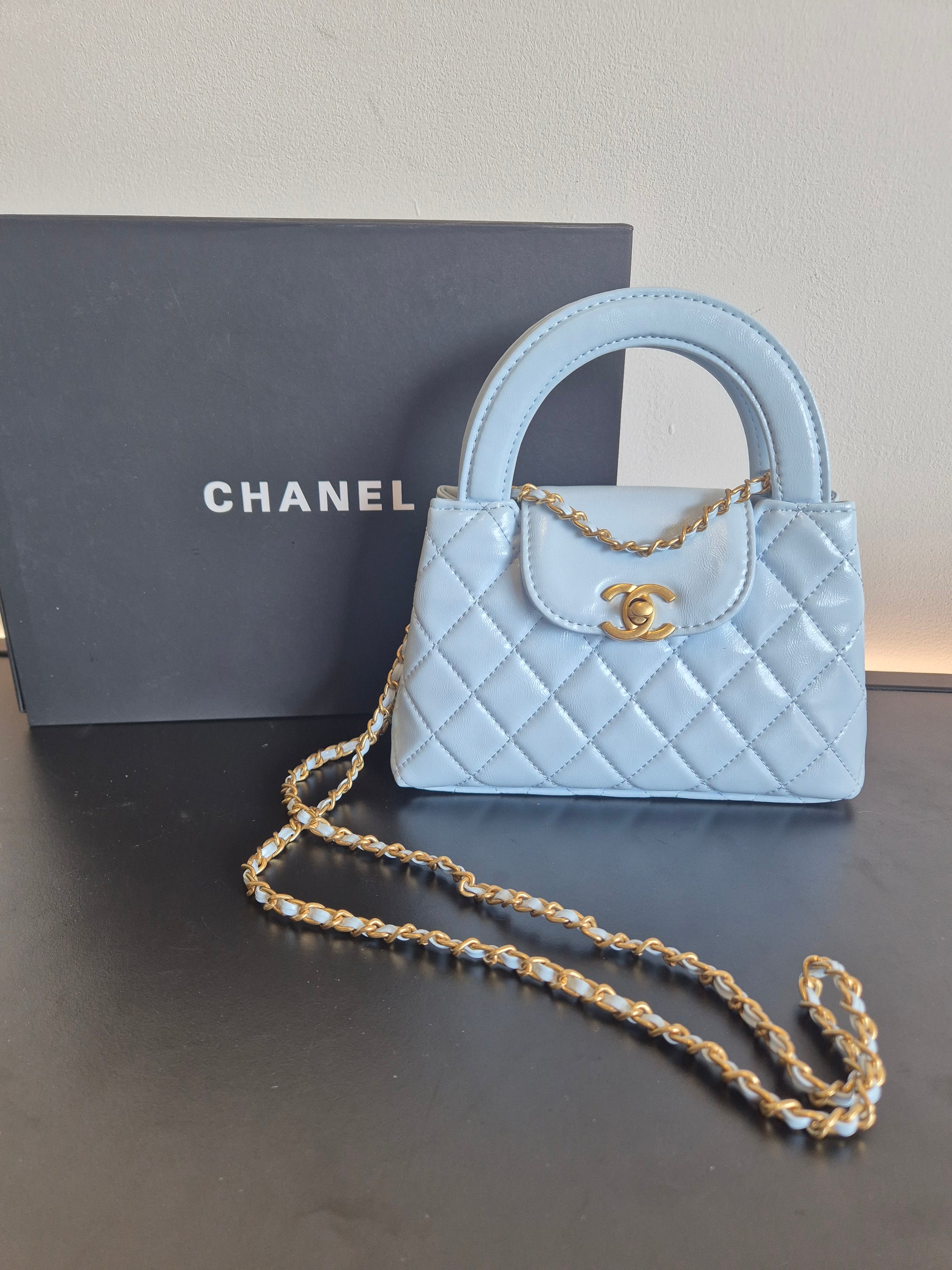 DAMES TASSEN MINI BAG CHANEL LICHTBLAUW