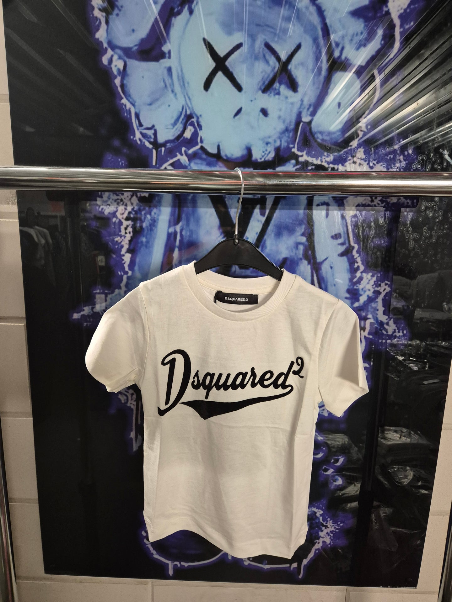 KIDS T-SHIRT DSQUARED WIT ZWARTE LETTERS