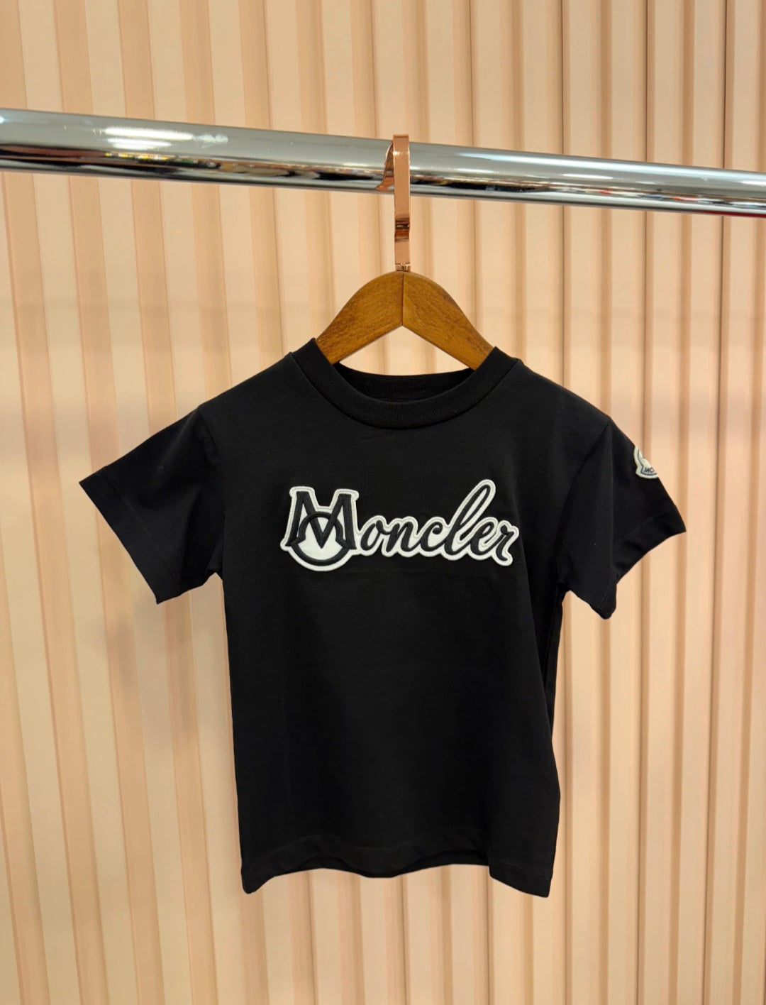 KIDS T-SHIRT MONCLER BORDUUR ZWART