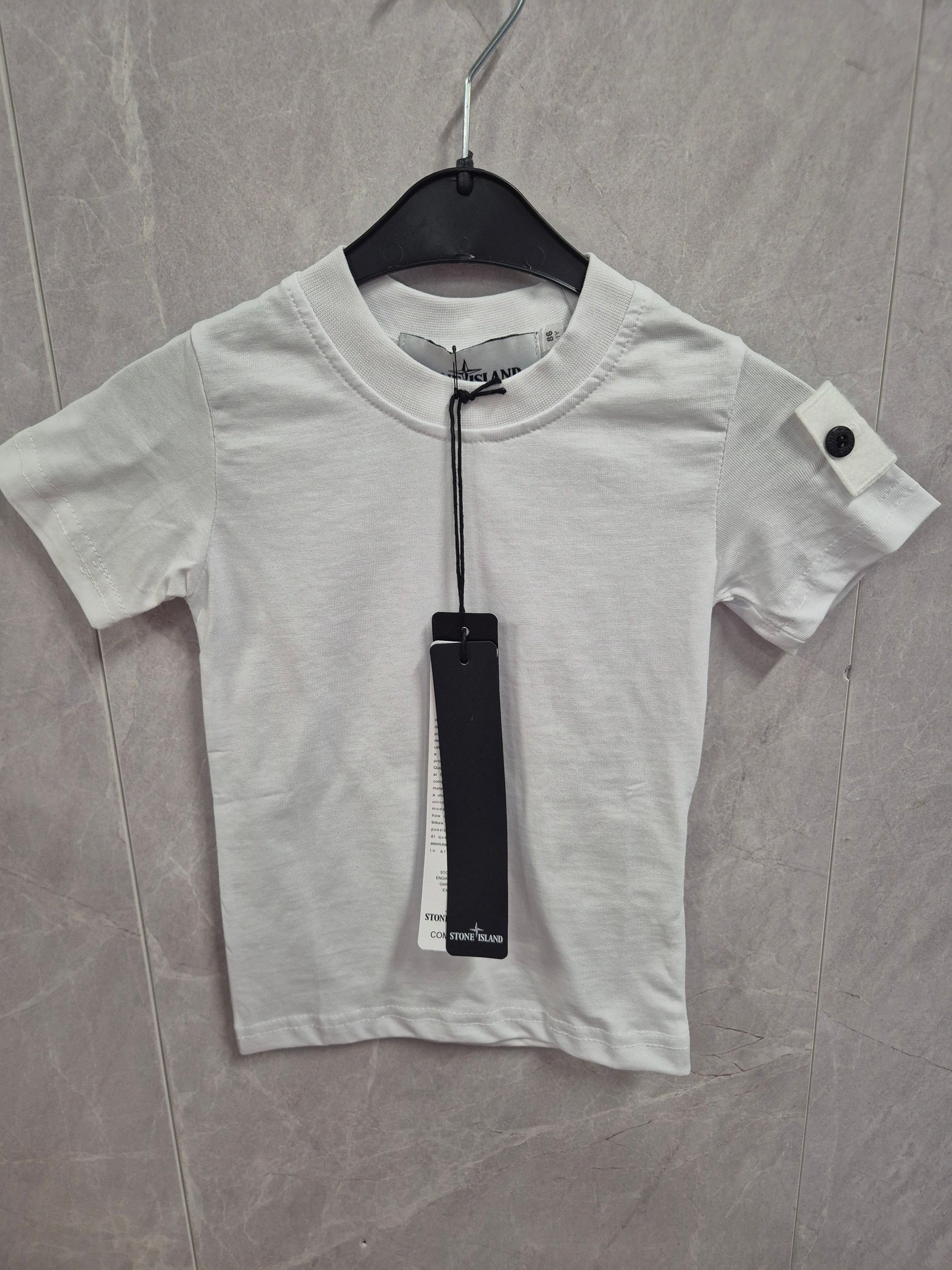 KIDS T-SHIRT STONE ISLAND WIT BADGE