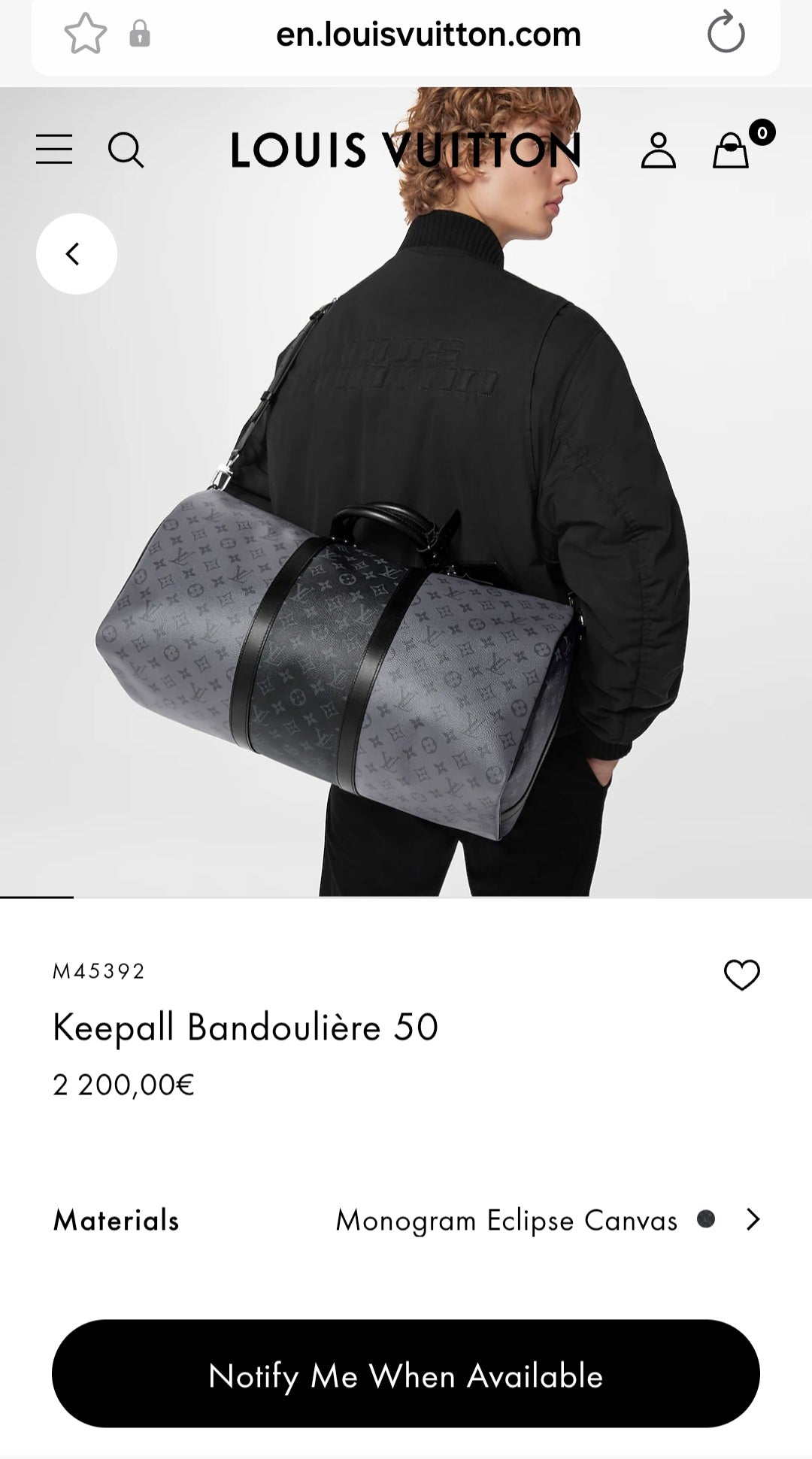 VAKANTIE TAS Louis Vuitton Keepall Bandoulière in monogram eclipse (zwart/grijs patroo).