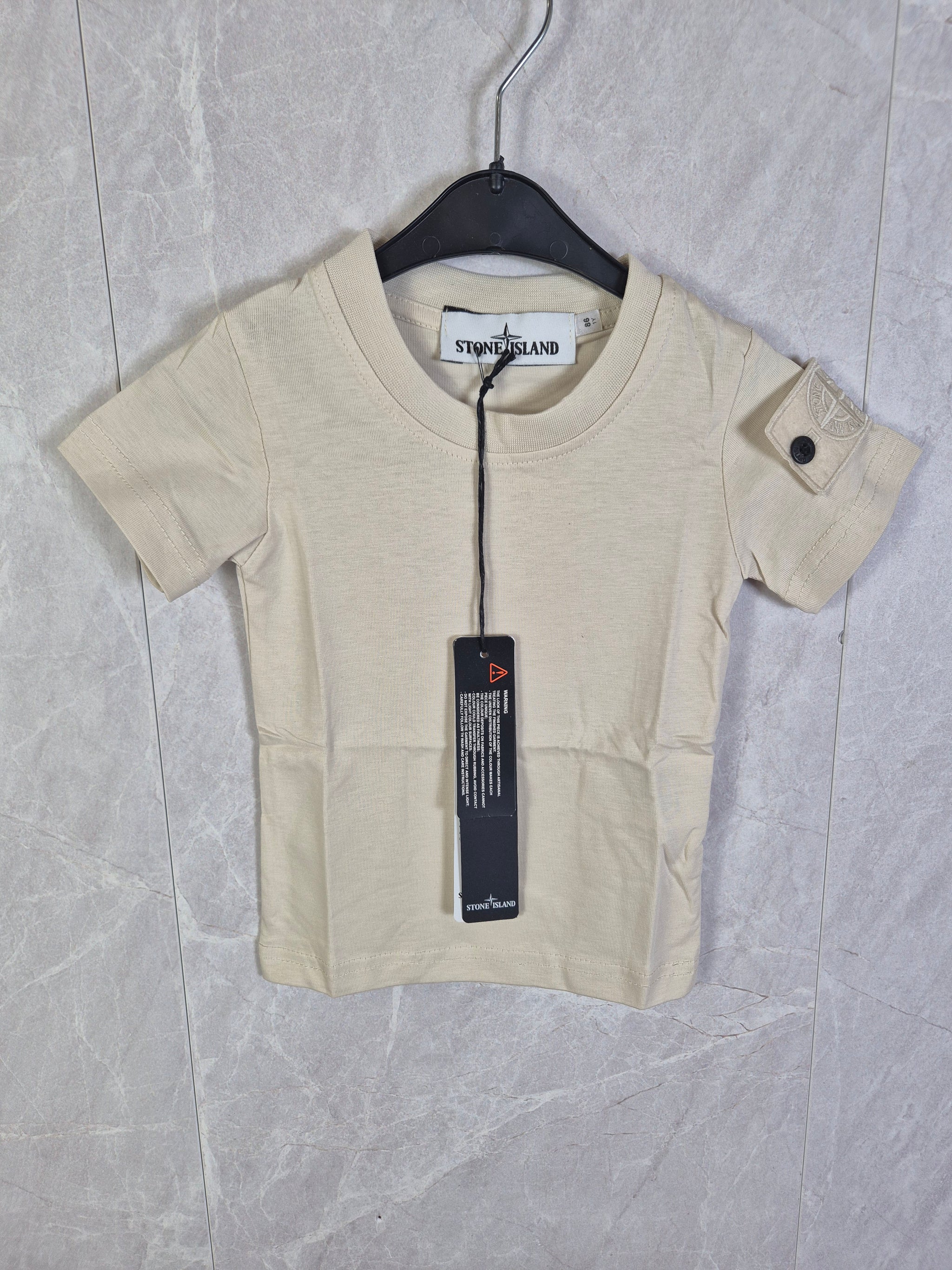 KIDS T-SHIRT STONE ISLAND BEIGE BADGE