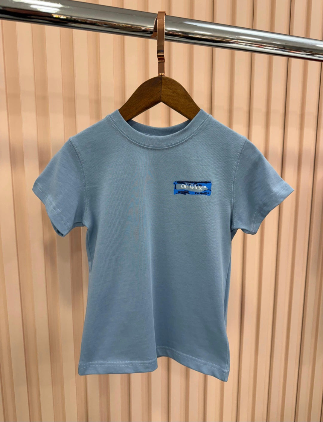 KIDS T-SHIRT BASIC OFF-WHITE BLAUW